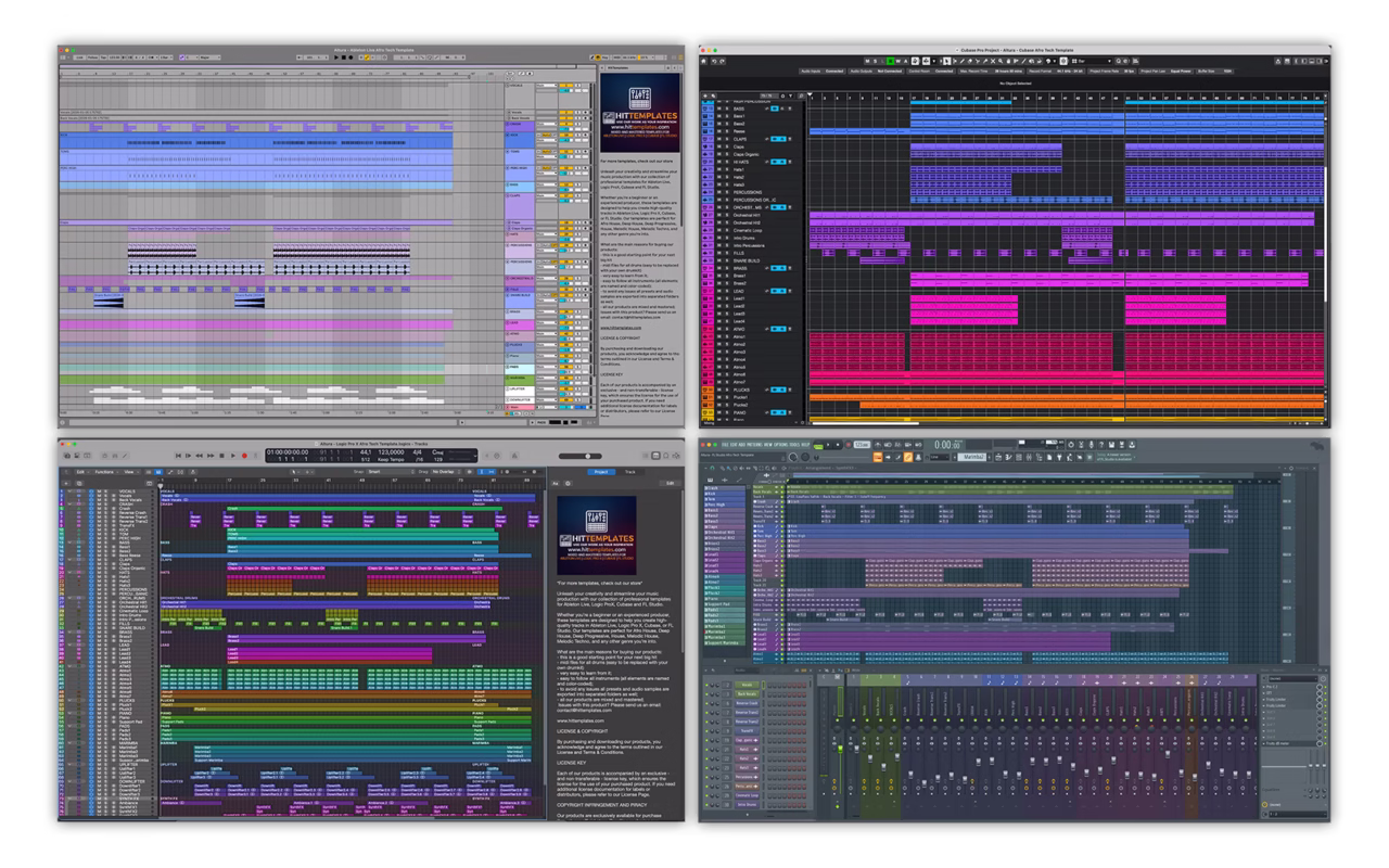 Ryalty free templates for ableton live, logic pro x, cubase and fl studio