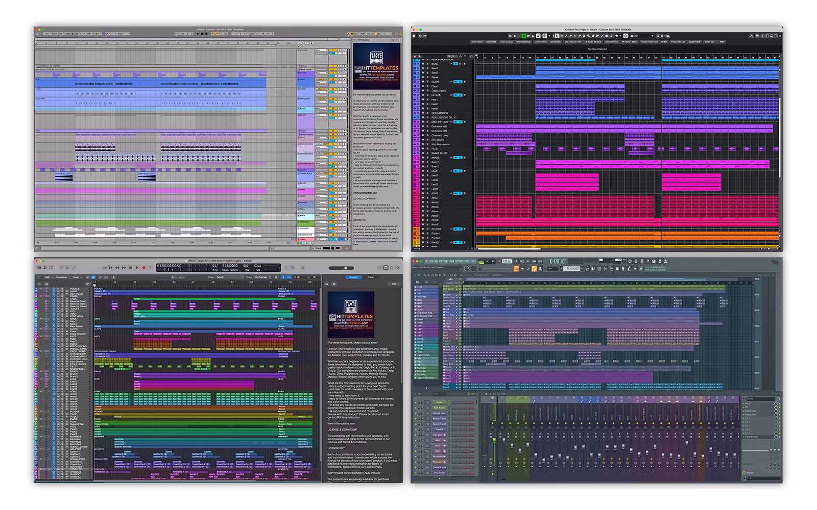 Ryalty free templates for ableton live, logic pro x, cubase and fl studio